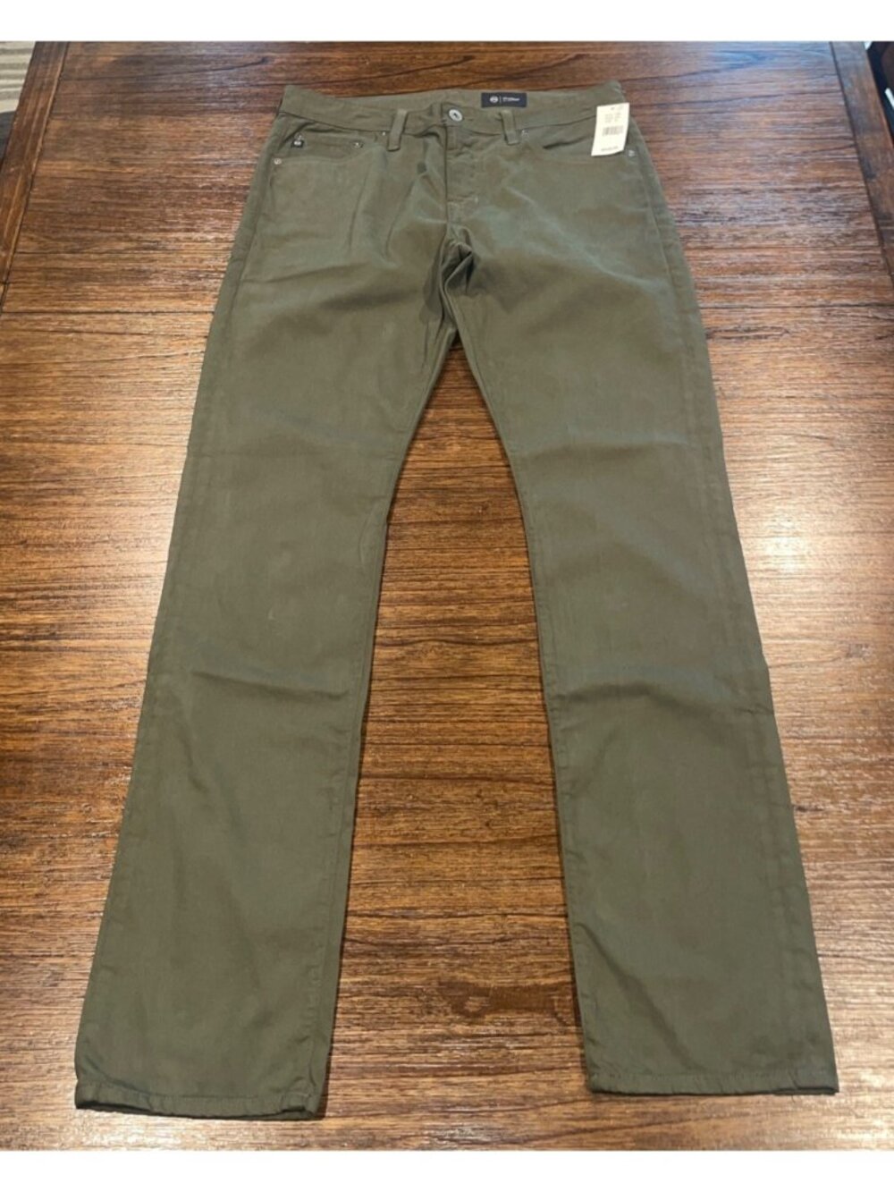 AG Everett SUD Slim Straight Pant 32x34 Dark Green Stretch Trouser Office Work